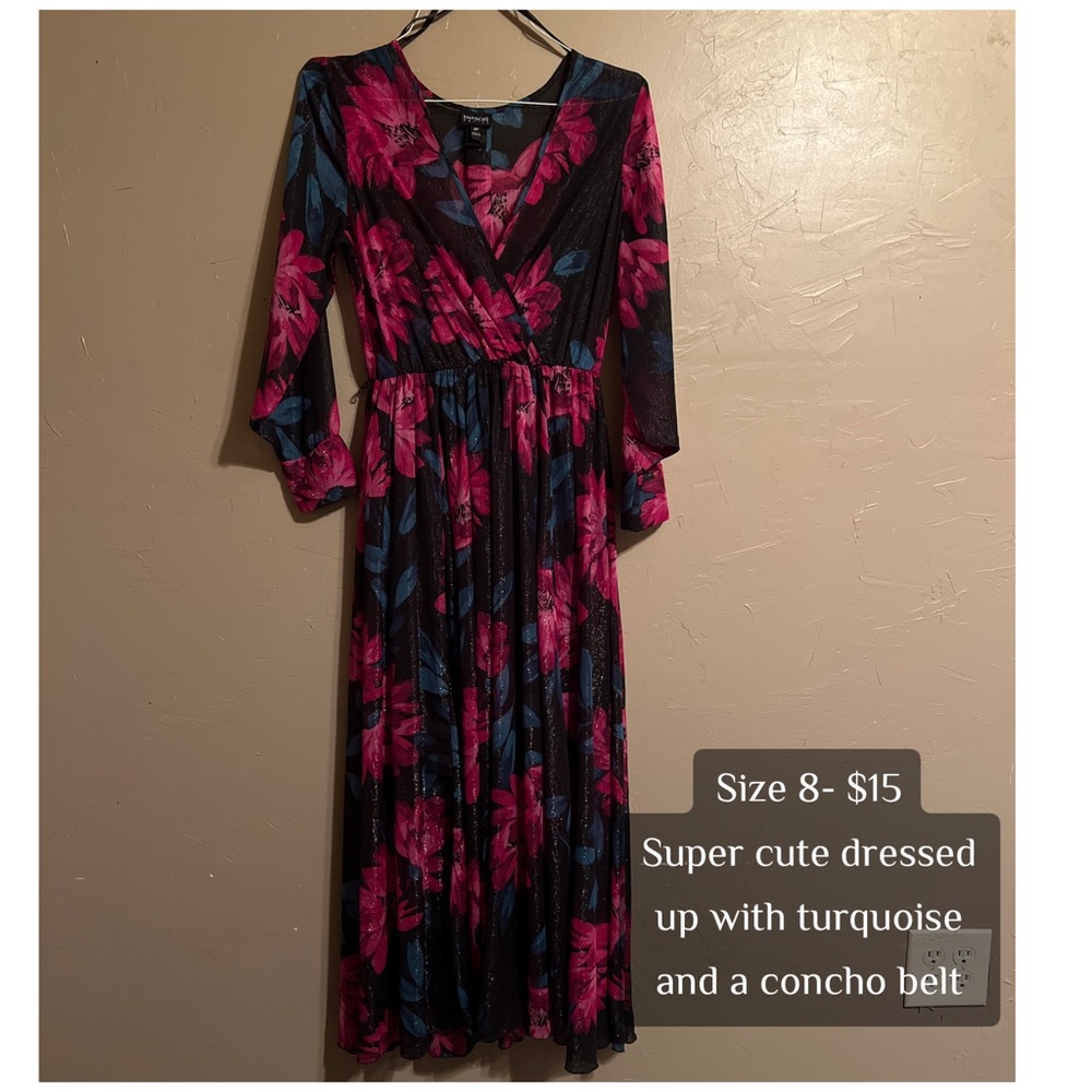 Floral Black and Pink Women's Dress